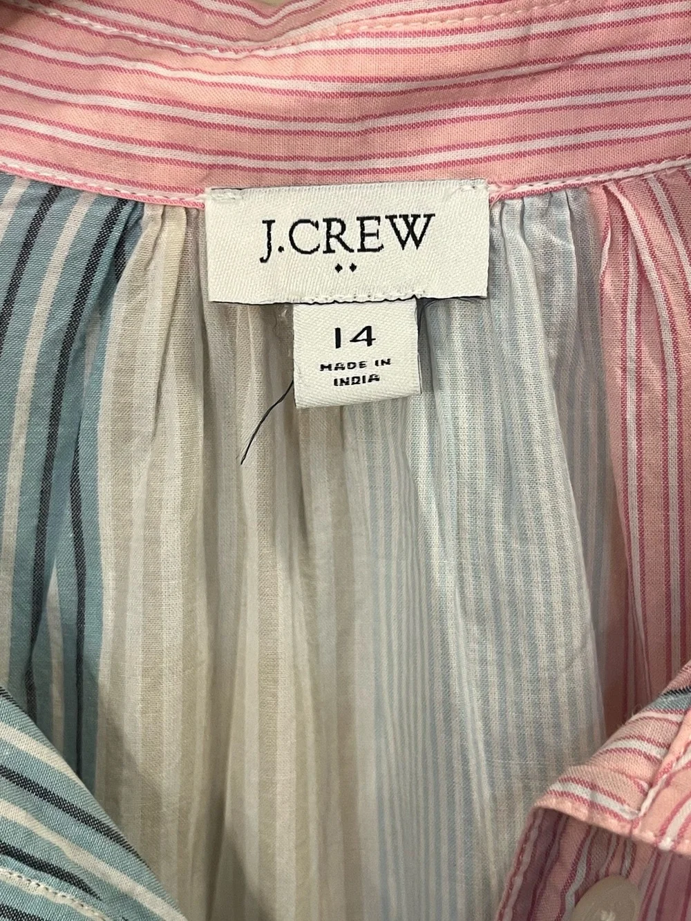 J Crew striped cotton mini dress relaxed fit long sleeve medium 14